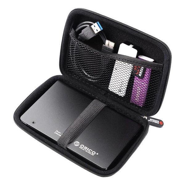 Orico Tragbare Schutzhülle / Schutztasche für eine 2,5-Zoll-Festplatte - Enthält Platz für Kabel usw. - Feuchtigkeitsfest, staubdicht und antistatisch - Schwarz