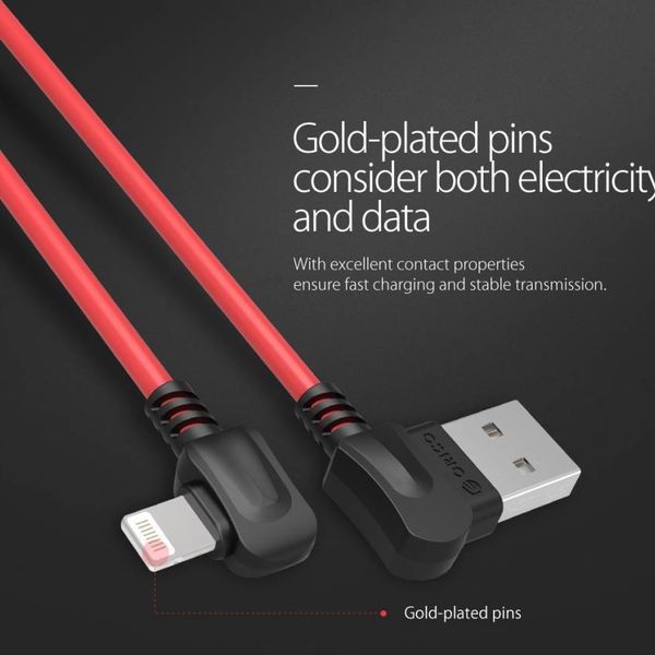 Orico USB Type-A to Lightning charging cable - 2.4A - Cable length: 1 meter - High quality materials - Red