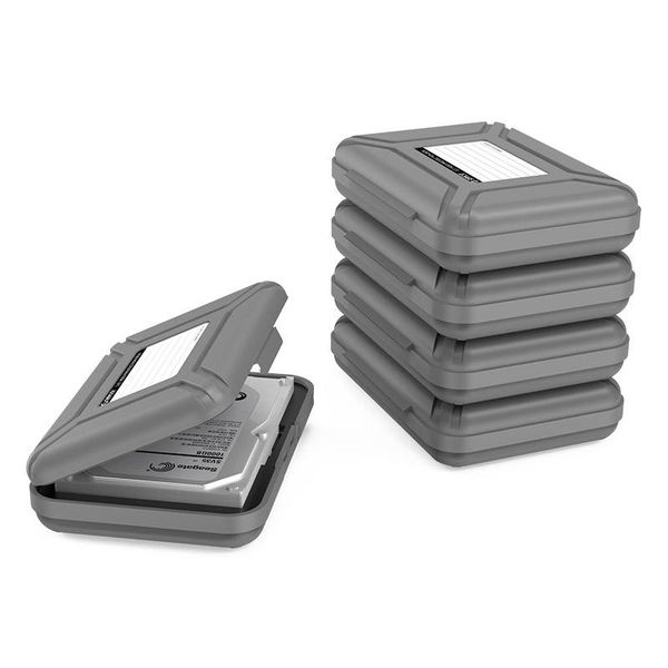 Orico Portable protective cover / protective box for a 3.5 inch hard drive - Moisture-proof, dust-proof and anti-static - PP Plastic - Includes writing label - Gray