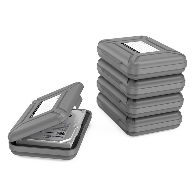 Boîtier de protection robuste pour un disque dur de 3,5 pouces - Avec  étiquette d'écriture - Plastique PP - Gris - Orico