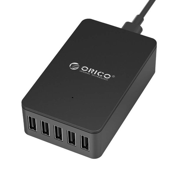 Orico Intelligentes Desktop-Ladegerät mit 5 USB-Ladeanschlüssen - IC-Chip - 40 W - schwarz / grau