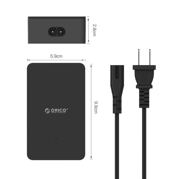 Orico Intelligentes Desktop-Ladegerät mit 5 USB-Ladeanschlüssen - IC-Chip - 40 W - schwarz / grau