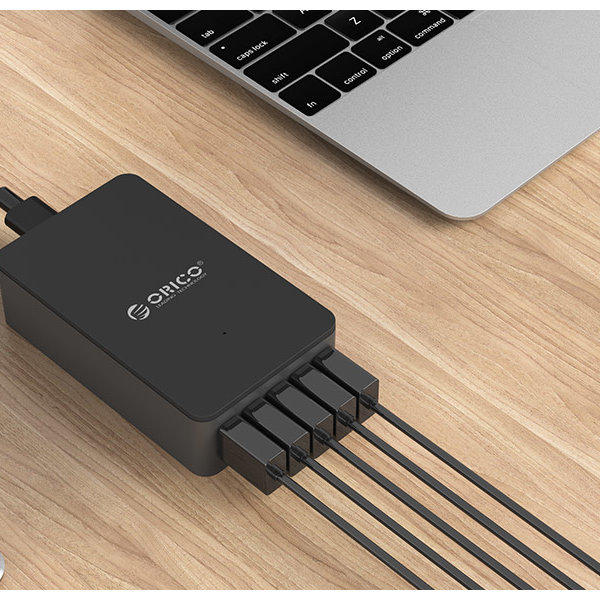 Orico Smart desktop charger with 5 USB charging ports - IC chip - 40W - black / gray