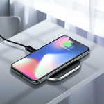 Orico Drahtloses Smartphone-Ladegerät mit 10 Watt Schnellladung - Ultradünnes Design aus 5,8 mm - 2D-gebogenes Glas - Lederboden - Inkl. 1M Kabel - Schwarz