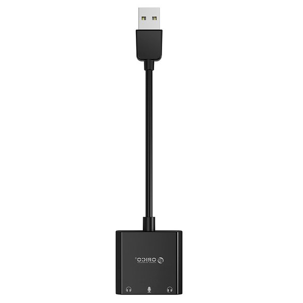 Orico USB geluidskaart met 10 cm kabel - Microfoon, speaker en headset functie - Zwart