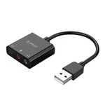 Orico Carte son USB avec câble de 10 cm - Fonction microphone, haut-parleur et casque - Noir
