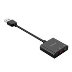 Orico USB-Soundkarte mit 10 cm Kabel - Mikrofon-, Lautsprecher- und Headset-Funktion - Schwarz