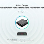 Orico Carte son USB avec câble de 10 cm - Fonction microphone, haut-parleur et casque - Noir