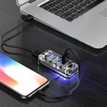 Orico Transparent USB3.0 Hub with 4 ports - 5 Gbps - Special LED indicator - Data cable of 100cm