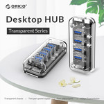 Orico Transparante USB3.0 Hub met 4 poorten – 5 Gbps – Speciale LED-indicator – Datakabel van 100cm
