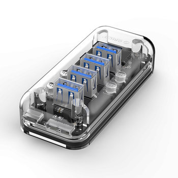 Orico Hub transparent avec 4 ports USB3.0 - 5Gbps - Indicateur LED spécial