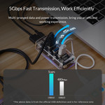Orico Transparante USB3.0 Hub met 4 poorten – 5 Gbps – Speciale LED-indicator – Datakabel van 100cm