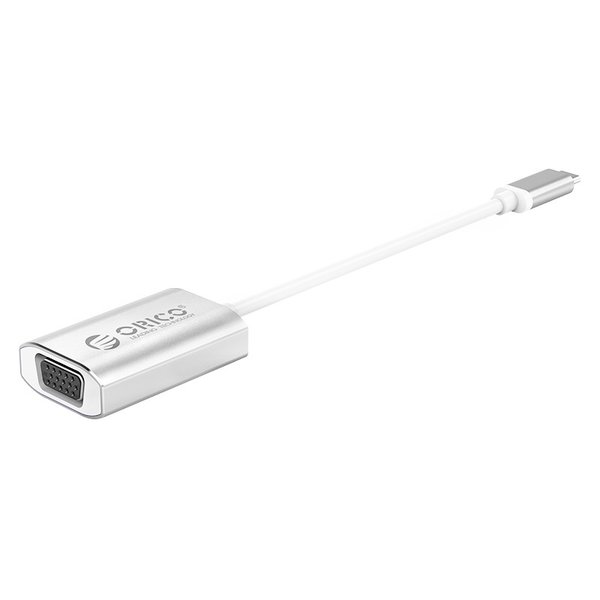 Orico Aluminum USB-C to VGA Adapter - 4K Ultra HD - 1080P @ 60Hz - for MacBook, Mi NoteBook Air, Huawei MateBook and Lenovo YOGA - Mac Style - 15CM Cable - Silver