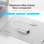 Orico Adaptateur USB-C vers VGA en aluminium - 4K Ultra HD - 1080P @ 60Hz - pour MacBook, Mi NoteBook Air, Huawei MateBook et Lenovo YOGA - Style Mac - Câble 15CM - Argent