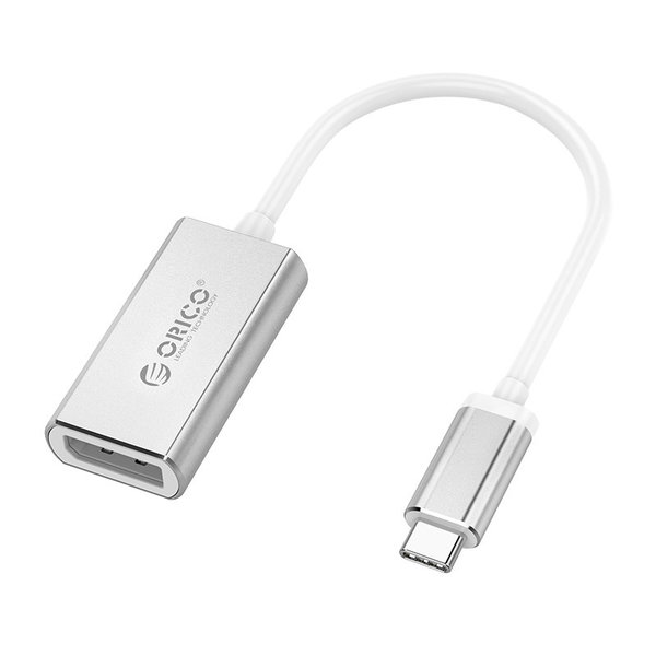 Orico Aluminium USB-C naar DisplayPort Adapter – 4K Ultra HD @60Hz - voor MacBook, Mi NoteBook Air, Huawei MateBook en Lenovo YOGA – Mac Style – 15CM Kabel – Zilver