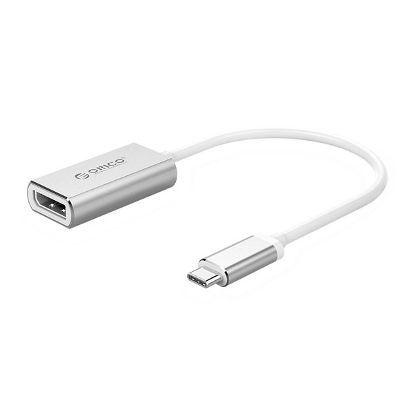 Orico Aluminum USB-C to DisplayPort Adapter - 4K Ultra HD @ 60Hz - for MacBook, Mi NoteBook Air, Huawei MateBook and Lenovo YOGA - Mac Style - 15CM Cable - Silver