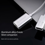 Orico Aluminum USB-C to DisplayPort Adapter - 4K Ultra HD @ 60Hz - for MacBook, Mi NoteBook Air, Huawei MateBook and Lenovo YOGA - Mac Style - 15CM Cable - Silver