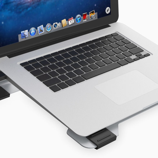 Orico Multifunktionaler Aluminium-Laptop-Kühler / Laptop-Halter mit Lüftern - Wärmeleitung, Kabelmanagement und ergonomische Haltung - 21 dB - für Laptops bis 15 Zoll - Mac Style - Silber