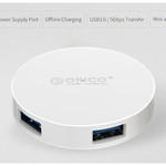 Orico Hub USB 3.0 rond avec 4 ports USB 3.0 - Fonction OTG - Blanc
