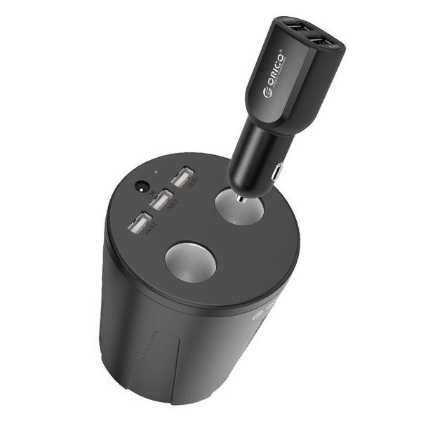 Orico Autoladegerät Zigarettenanschluss-Splitter mit 3 USB-Ladeanschlüssen - 36W - Schwarz