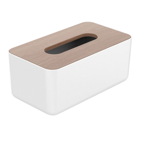 Orico Porte-boîte à mouchoirs aspect bois - Durable - Blanc / bois