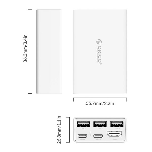 Orico Adaptateur secteur / station d'accueil USB-C 40 W avec alimentation USB-C, ports 4K HDMI et USB 3.0