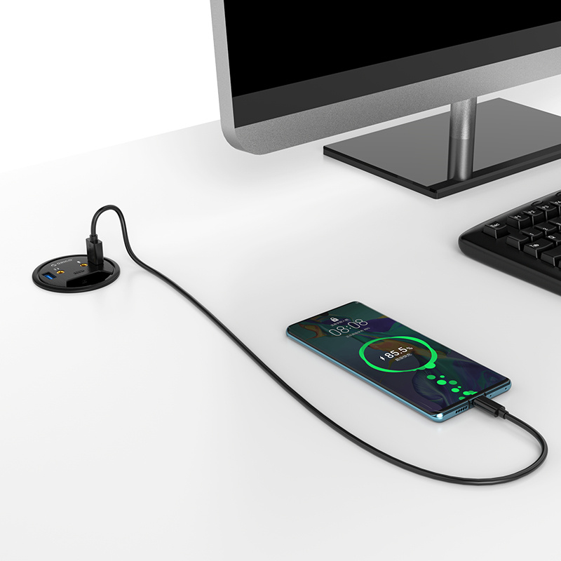 Concentrateur intégré pour bureau avec USB-A, USB-C et prise audio