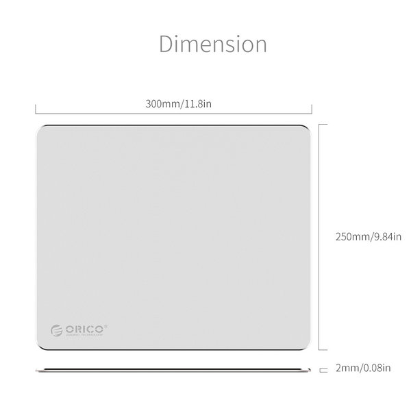 Ultradunne XXL aluminium muismat - 2mm dik - 30x25 cm - zilver