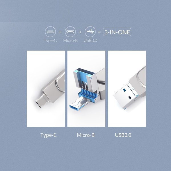 Orico 3-in-1 externe flash drive met USB-C, USB en micro-USB - 32GB