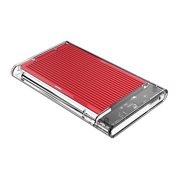2.5 inch hard disk enclosure - transparent / aluminum - red
