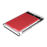 2.5 inch hard disk enclosure - transparent / aluminum - red