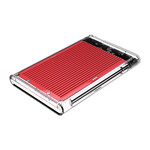 2.5 inch harde schijf behuizing - transparant/aluminium - rood