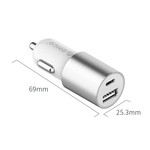 Orico Car charger with USB-C and USB-A ports - Aluminum - 12V / 24V - 5V-3.1A - Silver