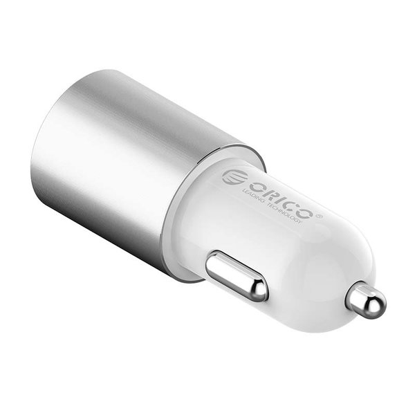 Orico Autolader met USB-C en USB-A poorten – Aluminium - 12V/24V – 5V-3.1A - Zilver