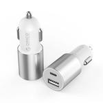 Orico Autoladegerät mit USB-C- und USB-A-Anschlüssen - Aluminium - 12V / 24V - 5V-3.1A - Silber