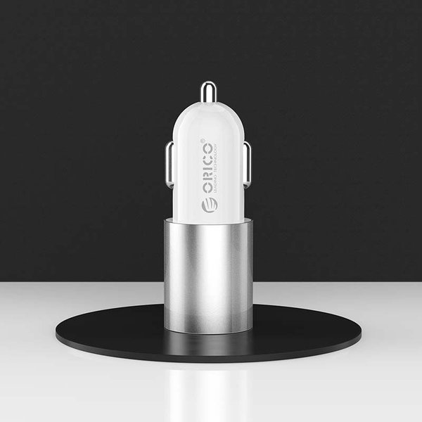 Orico Car charger with USB-C and USB-A ports - Aluminum - 12V / 24V - 5V-3.1A - Silver