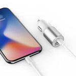 Orico Autoladegerät mit USB-C- und USB-A-Anschlüssen - Aluminium - 12V / 24V - 5V-3.1A - Silber