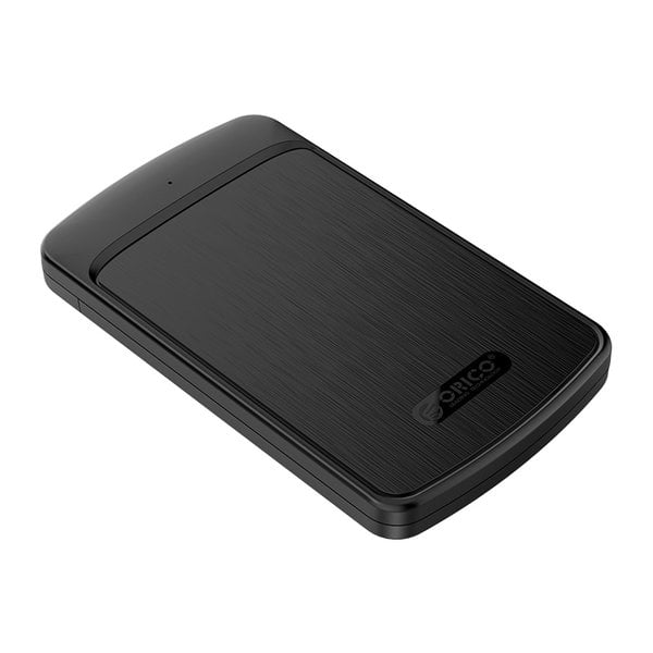 2.5 inch hard disk enclosure with sliding cover - brushed black