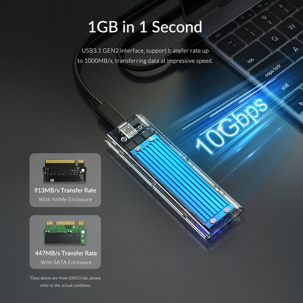 NVMe M.2 SSD / M.2 SSD-Gehäuse mit zwei Protokollen 10 Gbit / s - Blau