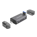 6-in-1 card reader - USB 3.0 - USB-C / Micro-USB / USB - Gray