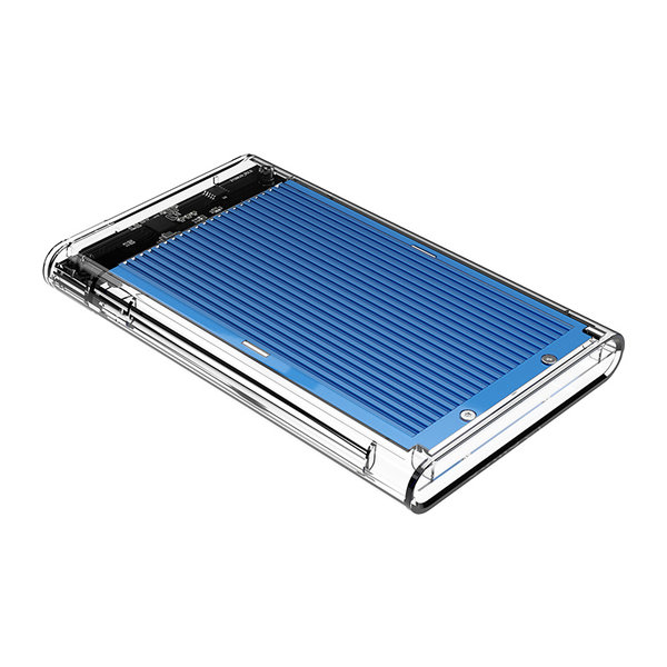 2,5 Zoll Festplattengehäuse - transparent / Aluminium - blau