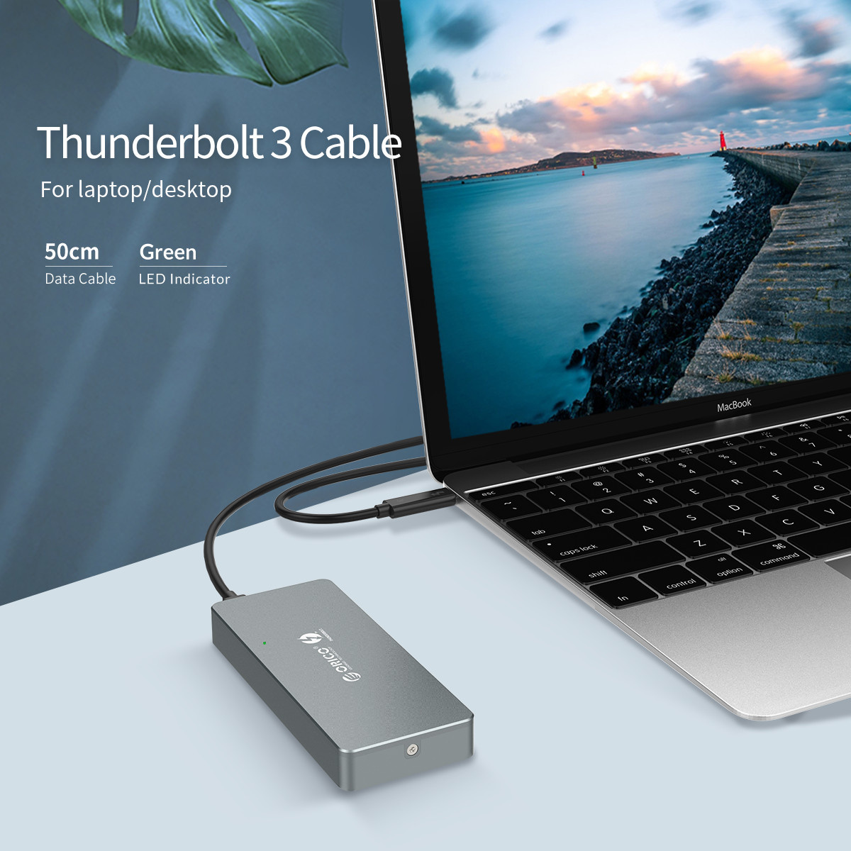 Boîtier Orico Thunderbolt™ 3 NVME M.2 SSD - USB-C - 40Gbps - Gris