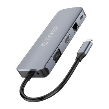 11-in-1 USB-C hub - 4x USB 3.0, Audio, VGA, HDMI, LAN, USB-C en TF/SD - Sky Grey