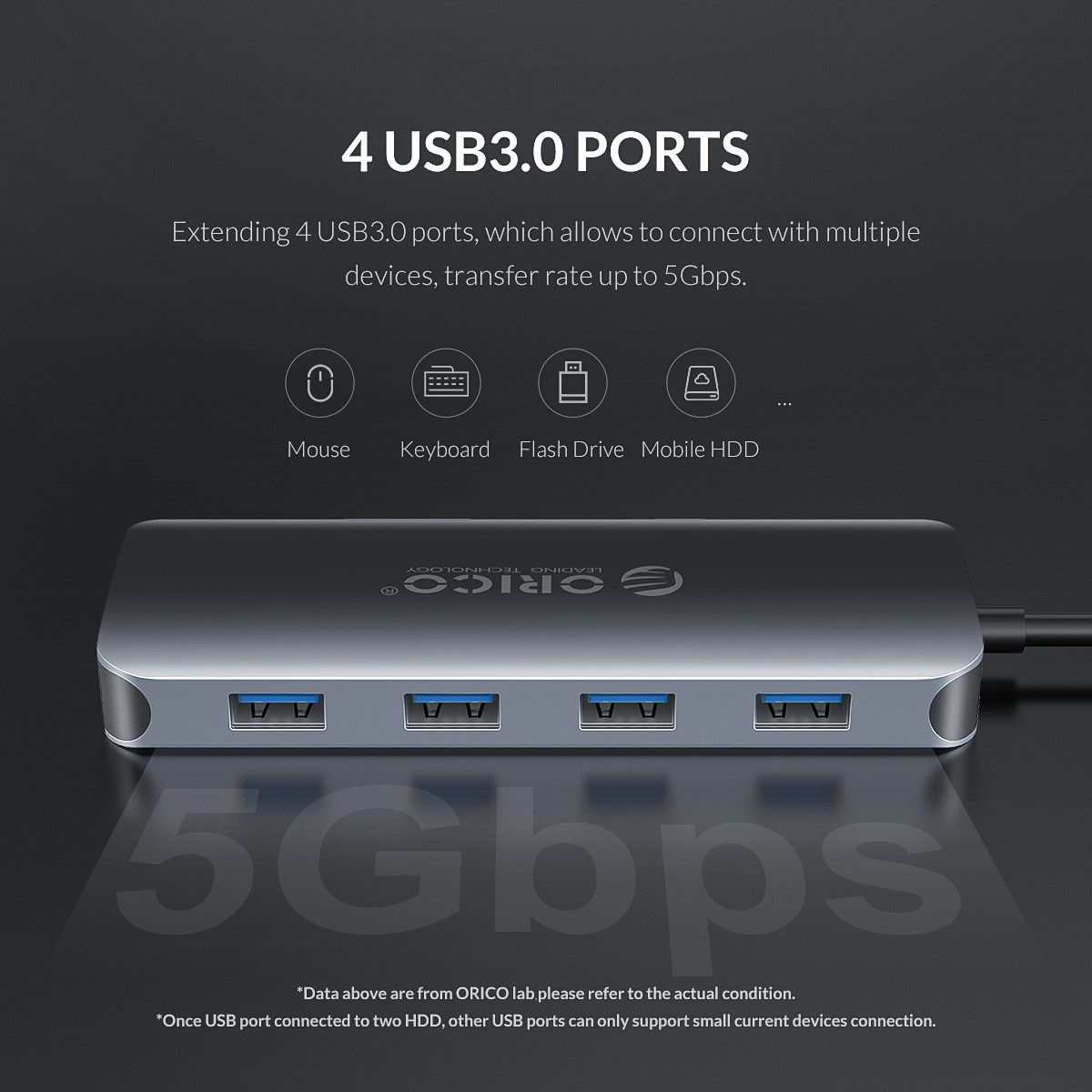 11-in-1 USB-C hub - 4x USB 3.0, Audio, VGA, HDMI, LAN, USB-C and TF / SD -  Sky Gray - Orico