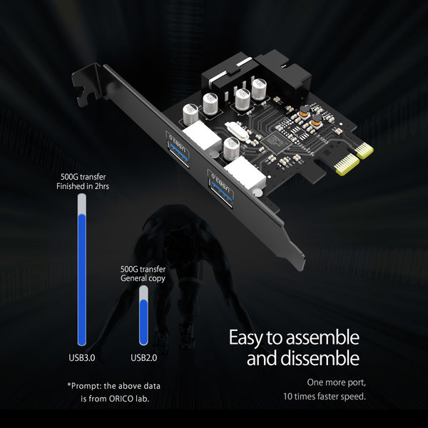 PCIe kaart - 2x USB 3.0 - 5Gbps SuperSpeed - Zwart