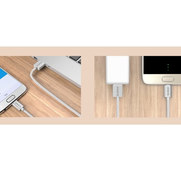 Micro-USB-Lade- und Datenkabel für Smartphone und Tablet - 3A - Silber - 1M