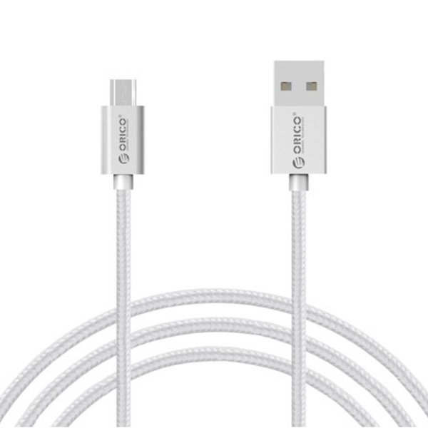 Micro-USB charging and data cable for smartphone and tablet - 3A - silver - 1M