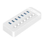 USB 3.0 hub with 7 ports - BC 1.2 - on / off switches - 24W - white