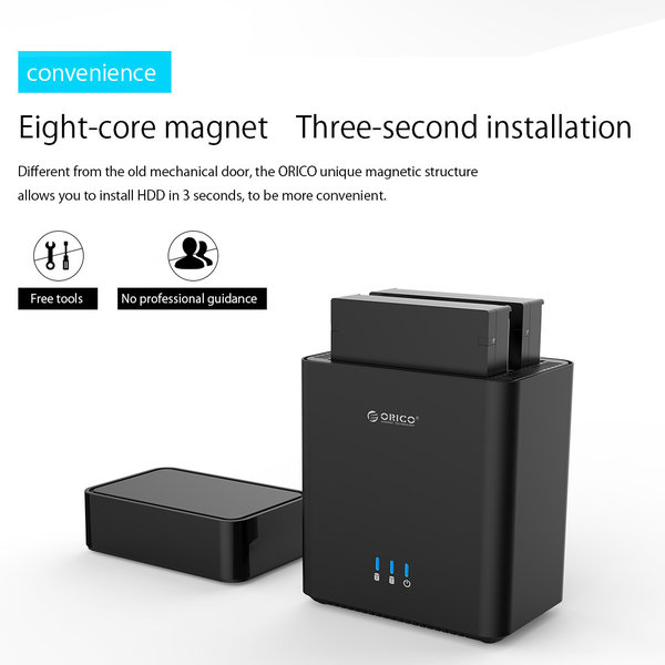 3.5 inch dual bay hard disk enclosure - USB 3.0 - magnetic