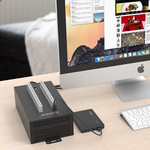 Steel industrial USB hub with 30 ports - 300W - charging and data transfer - black
